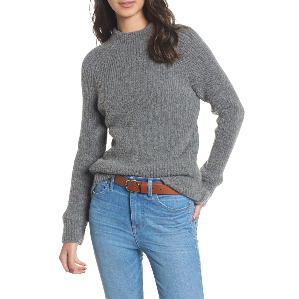 Madewell Northfeild Mock Neck Sweater grey Medium